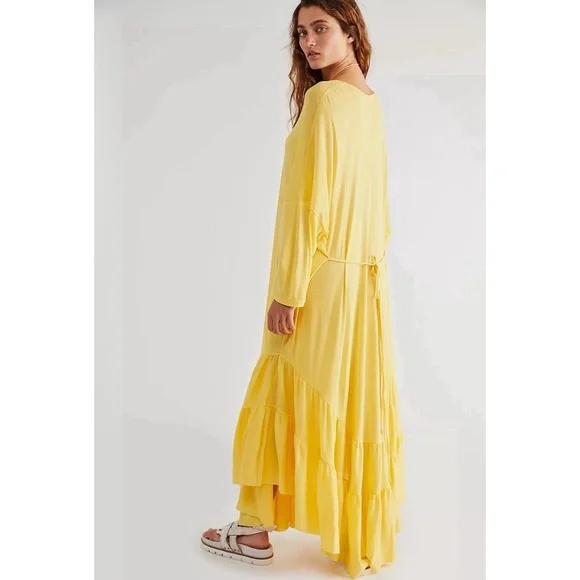 Free People Sun Seeker Mellow Yellow Maxi Dress NWT SZ S - Picture 2 of 6